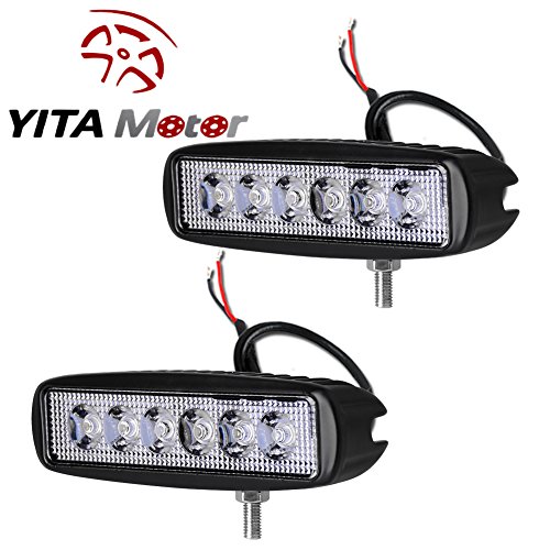 YITAMOTOR 2 X 18W 6″ inch Flood LED Work Light Bar Lamp Driving Fog Offroad SUV 4WD Car Truck 12V