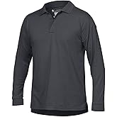 LAPG Men's Operator Tactical Long Sleeve Polo Shirt, Lightweight Anti-Wrinkle Moisture-Wicking Uniform Polo for Men