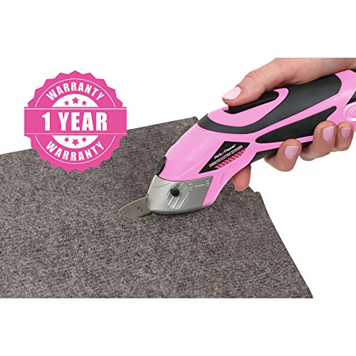 Pink Power Electric Fabric Scissors Box Cutter for Crafts, Sewing, Cardboard, Scrapbooking - Cordless Shears Cutting Tool (Certified Refurbished)