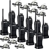 Retevis RT21 Two Way Radio Rechargeable UHF 400-480MHz 16 CH VOX Scrambler Squelch Security Walkie Talkies(10 Pack) and 2 Pin Covert Air Acoustic Earpiece(10 Pack)