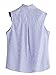 Floerns Women's Vertical Striped Ruffle Floral Embroidery Blouse Shirts Blue M
