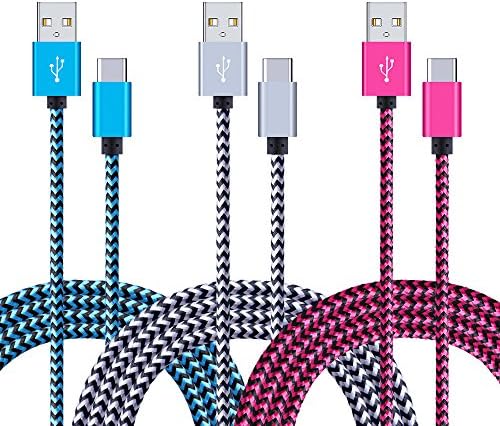 Galaxy S9 USB Type C Charging Cable 6Ft, CIQILY 3-Pack USB C to USB A Cable Nylon Braided Fast Charger Cord for Samsung Galaxy S9 Note 8, S8, LG V20 G5 G6, Nexus 5X/6P, Moto Z Z2, Nintendo Switch