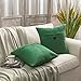 Phantoscope Pack of 2 Farmhouse Throw Pillow Covers Button Vintage Linen Decorative Pillow Cases for Couch Bed and Chair, Green 18 x 18 inches, 45 x 45 cm