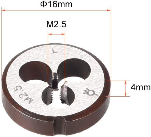 sourcing map M2.5 x 0.45 Metric Round Die, Machine Thread Left Hand Threading Die, Alloy Steel Screw Thread Cutting Die - Image 3