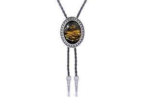 Jeilwiy Bolo Tie for Men Real Stone Westwern Cowboy Ties Silver Bolos Women Leather Necktie Gift for Birthday Christmas