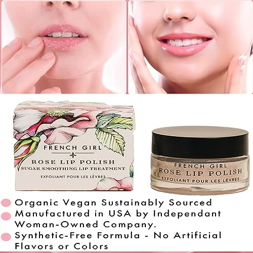 French Girl Rose Lip Scrub Organic Sugar Scrub For Lips, Hydrating