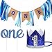 Leedemore Baby 1st Birthday Boy Decorations Crown - Baby Boy First Birthday Decorations High Chair Banner ONE Burlap Banner, No.1 Crown, Glitter Cake Topper Birthday Party Decorations Supplies