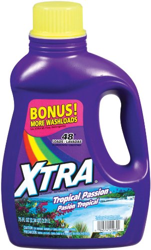 Xtra Liquid Laundry 2X Concentrate Detergent, Tropical Passion, 75 Ounce