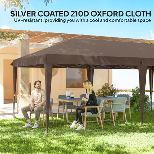 Outsunny 10' x 20' Outdoor Pop Up Canopy Tent Party Tent Instant Shelter W/Carrying Bag, Coffee