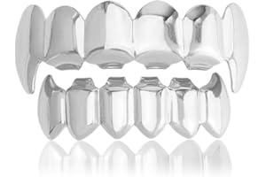 IUODEN 18K Gold Plated Hip Hop Custom Polished Grillz for Your Teeth Grillz - Affordable Diamond Grillz for Rappers and Performers - Vampire Fangs Dental Grill Set