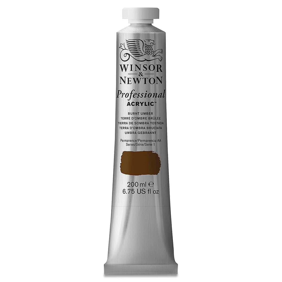 Winsor & Newton 200ml Professional Acrylic Colour Tube - Burnt Umber