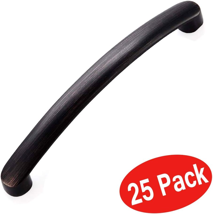 Oil Rubbed Bronze Square Contemporary Cabinet Handle Pulls, Drawer pulls - 5 Inch (128mm) Hole Centers - 25Pack 128INDE2026-25p