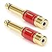 MOBOREST 1/4 in to RCA Female Pure Copper Adapter, 6.35mm Mono TS Plug Male 1/4 inch to RCA Female Stereo Interconnect Audio Adapter, (Red-2Pack)