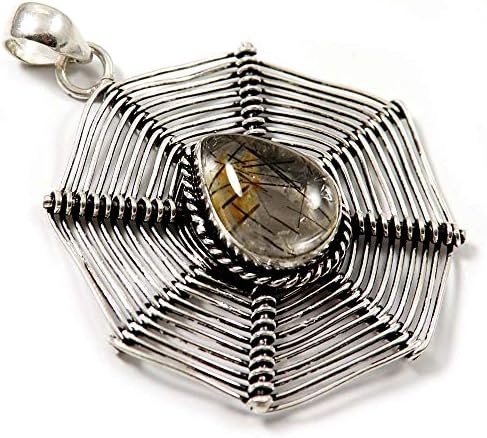 Goyal Crafts Natural Rutilated Quartz Gemstone Pendant, Silver Plated Fashion Jewelry GPQ-74