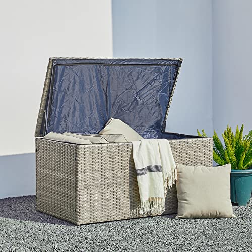 glitzhome Patio Wicker Storage Trunk with Lid, 140 Gallons Overside