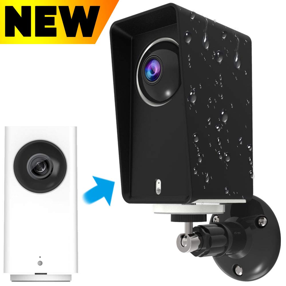 Wyze Cam Pan Protective Case with Wall Mount Bracket, Weather Proof Adjustable for Indoor and Outdoor Anti-Sun Glare and UV Protection Very Easy to Install (Black)