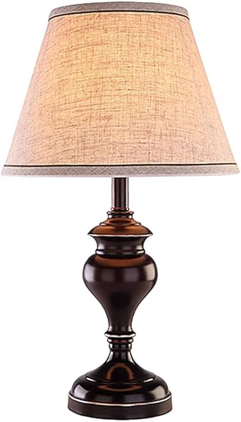 Nightstand Lamp For Bedroom American Wrought Iron Table Lamp Bedroom Bedside Lamp Simple Linen Lampshade Applicable Bedroom Living Room Study Fabric Desk Lamp E27 Amazon Co Uk Lighting