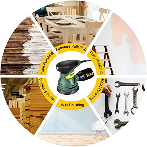 Lijadora vibrante, TECCPO, lijadora eléctrica, lijadora excéntrica, potencia de 350 W para pulir la madera también el metal, TARS22P - Imagen 6