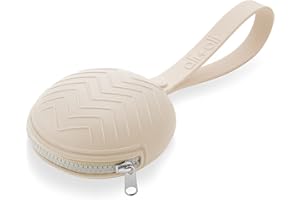 Ali+Oli Silicone Pacifier Case (Natural) 3" x 1.6" BPA-Free Newborn Pacifier Holder, Travel Baby Pacifiers Silicone Pouch, Pacifier Accessories for Boys & Girls, Silicone Pacifier Storage Case