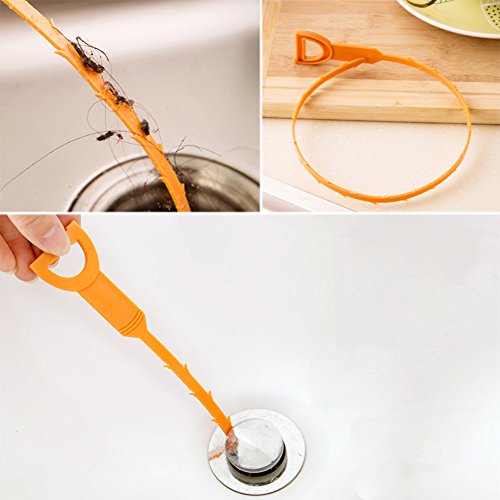 CandyHome 20 Inches Drain Snake Hair Drain Clog Remover Quick and Painless Slow Drain Relief for Drain Cleaning (8 Pack Orange)
