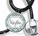 Stethoscope Tag - Blue Grey Shabby Damask - Personalized Name - Steth ID Tag