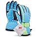Simplicity Boys Youth Waterproof and Thinsulate Winter Ski Snow Gloves, Black/Blue Green-M(6-8Years)