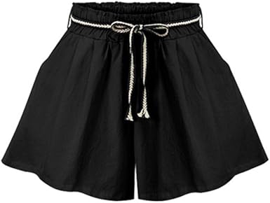 June Women S Plus Size High Waist Wide Leg Shorts With Woven Belt At Amazon Women S Clothing Store