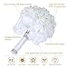 Febou Wedding Bouquet, Handmade White Bridesmaid Bouquet Bridal Bouquet with Crystals Soft Ribbons, Artificial Rose Flowers for Wedding, Party and Church (White-Bigger Size)