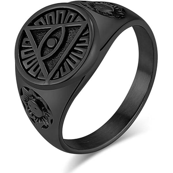 eyeリング Illuminati Pyramid Eye Ring - Punk Style Triangle Ring for