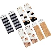 VBQFDPH Cat Paw Socks for Women - Cute Warm Thick Winter Slipper Socks, Cozy Floor Sleep Socks for Women