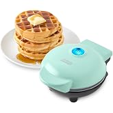 Dash Mini Waffle Maker, 4-Inch Ceramic Nonstick Cooking Surface, Aqua | Small Waffle Iron for Dorms &amp; RVs, Chaffle Maker &amp; Compact Waffle Machine, Mini Waffles for Kids &amp; Families