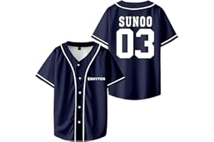 UJKHNBMR ENHYPEN SUNOO Merch V-Neck Shirts Baseball Jersey Shirt Women Men Fashion Casual Short Sleeve