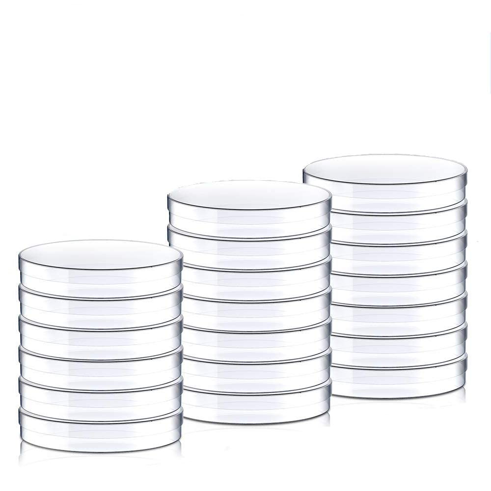 LATRAT 20 Pcs Sterile Plastic Petri Dishes Petri Dishes with Lids for Cellular Cell Laboratory Tissue Culture (90mm)