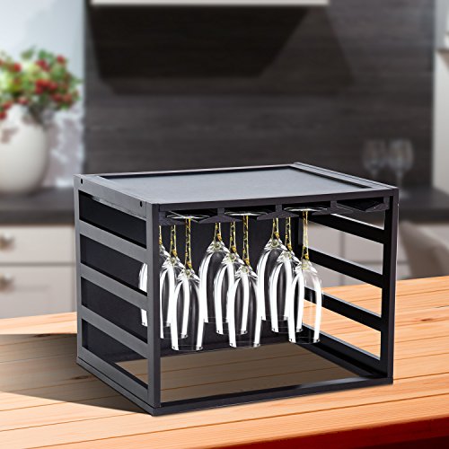 HomCom Modern Wood Tabletop Stemware Rack Holds 20 Wine Glasses - Thumbnail 2
