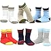TeeHee Little Boys Basic Cotton Crew Socks 6 Pair (6-8 Years, Stripes Tipped Rib)
