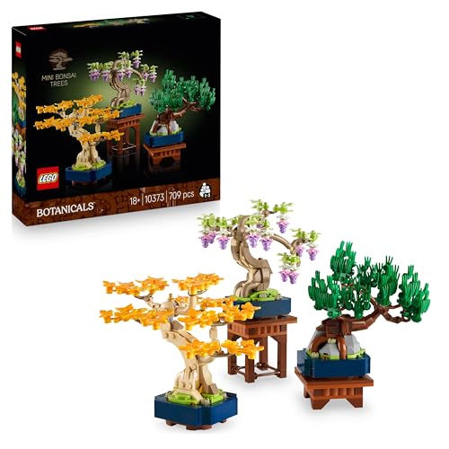 LEGO Botanicals Mini-Bonsais - Bonsai zum Bauen & Ausstellen - Kunstblumen DIY Deko - Ginkgo, Schwarzkiefer & Wisteria Kunstpflanzen - Geschenk für Er