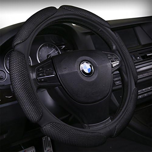 shakar Fashion 3D Breathable Mesh Steering Wheel Cover,Anti-Slip Absorb Sweat Universal 15 inch,Cool in Summer and Warm in Winter (Black)