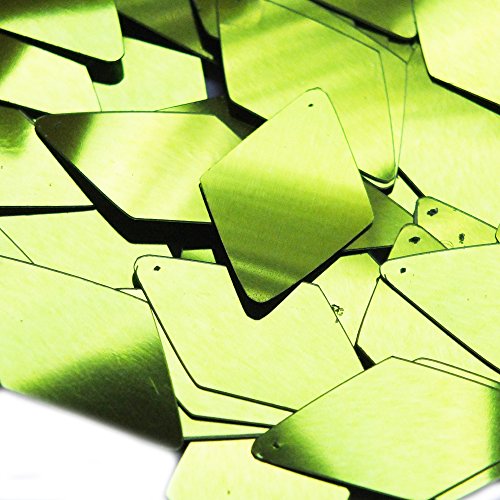 Lime Green Sequin Long Diamond 1.75 inch Couture Loose Paillettes. Made in USA.