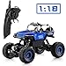 Tobeape RC Car, Wireless Remote Control Off Road RC Toy Car, 1/18 Scale High Speed RC Truck, 4 Wheel Drive Jeep, Birthday Gift for Children, Kids (2 Rechargeable Batteries Included) - Blue