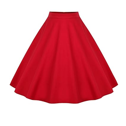 GWELL Damen Elegant 50er Jahre Retro Vintage Swing Röcke Faltenrock Knielang A-Linie Hohe Taille Rockabilly Tanzkleid Party H
