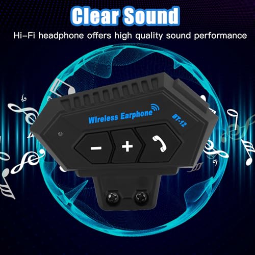Yosoo Health Gear BT12 Motorcycle Intercom Kit Handsfree Bluetooth Headset, Motorcycle Bluetooth Headset, Headset with Speakers Earphones, Support Hands-free Calls
