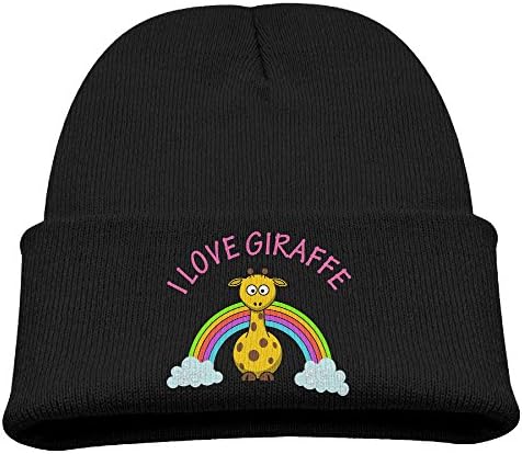 Kid I Love Giraffe 85% Cotton Wool Cap Black