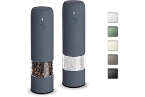 Small Electric Salt and Pepper Grinder Set, USB Rechargeable, Automatic Pepper Grinder Shakers Mill with Adjustable Coarsenes