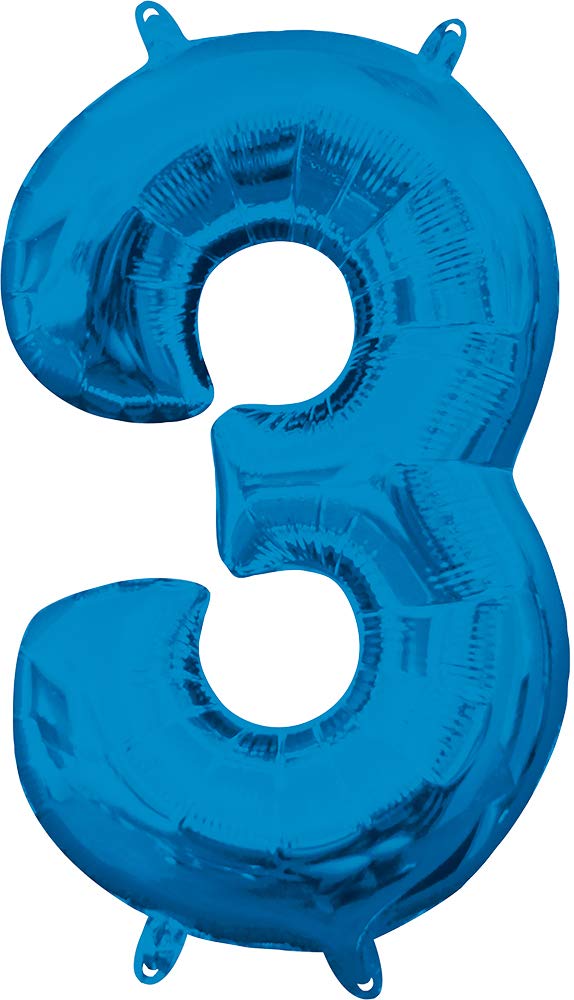 Number 3 Blue Minishape Foil Balloons 16"/"40cm A04