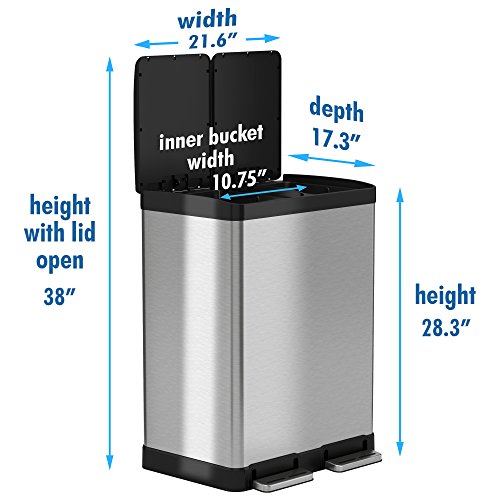 4 iTouchless+SoftStep+16+Gallon+Trash+Recycling