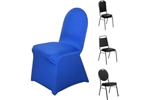 EFAVORMART.COM Efavormart 1 Set Spandex Stretch Royal Blue Chair Covers Universal Banquet Chair Covers for Party Dining with Foot Pockets Washable Wedding Chair Slip Covers for Outdoor