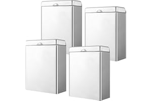 Tioncy 4 Pcs Sanitary Napkin Receptacle, Tampon Disposal Bin Wall Mounted Tampon Holder Stainless Steel Sanitary Napkin Disposal Bins for Home Office Public Restrooms Bathroom (Natural Color)