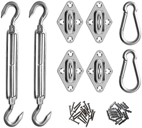 Sail Hardware Kit Stainless steel For Outdoor Canopy Square, Rectangle and Triangle Sun Shade Rope Sail (Heavy Duty and Rust Free)