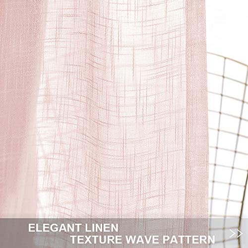 image for RYB HOME Sheer Curtains for Girls - Linen Texeture Sheer Backdrops Wal