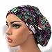 DK Scrub Hats Womens Surgical Bouffant Ponytail Hat Medical Doctor Nurse Cap Chemo Black Butterflies